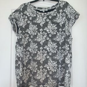 Rose + Olive grey w/white pattern Shirt